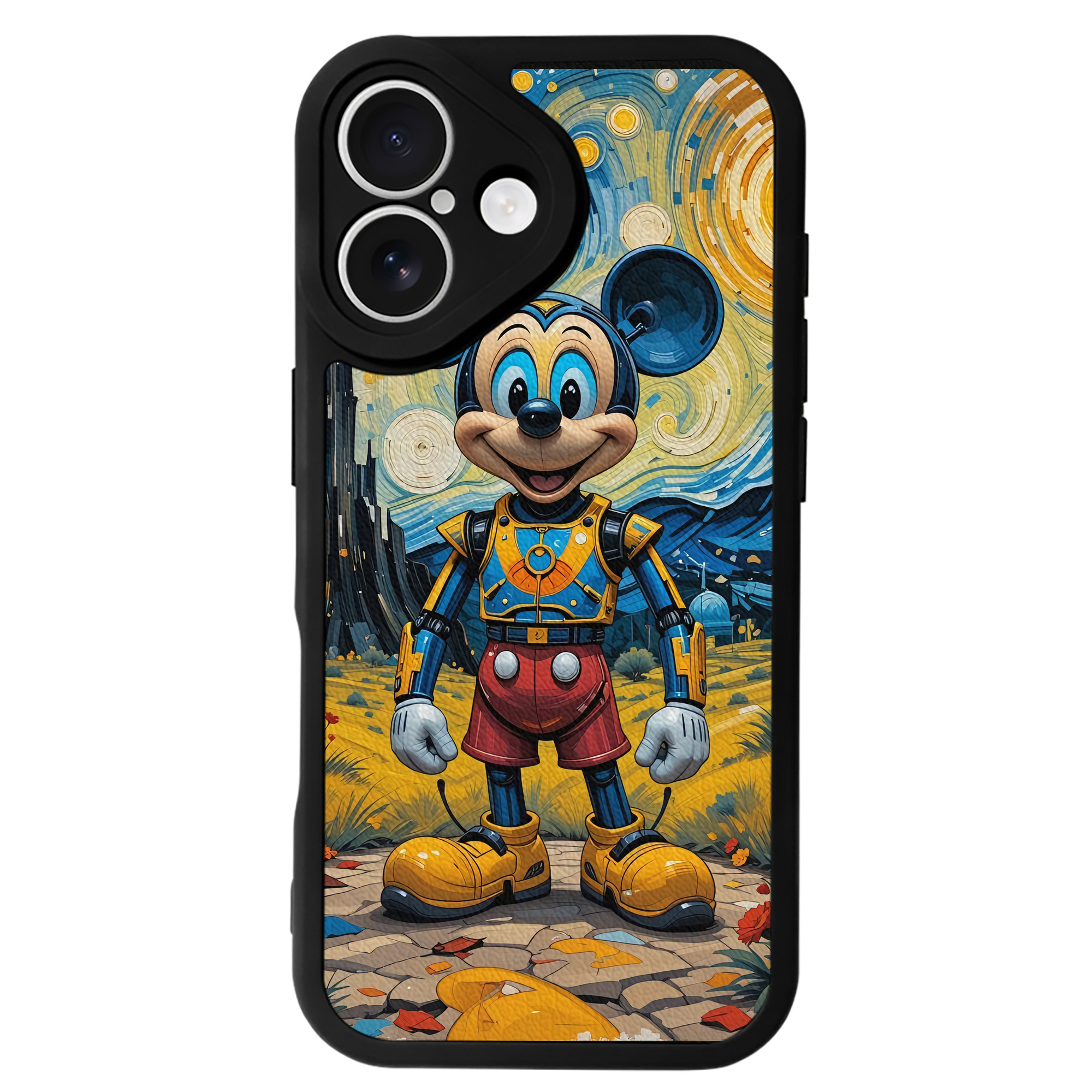 （画像用） ミッキーマウス Mickey Mouse 【iPhone 16シリーズ対応】シリコンスマホケース（レザー調） 材質：シリコン